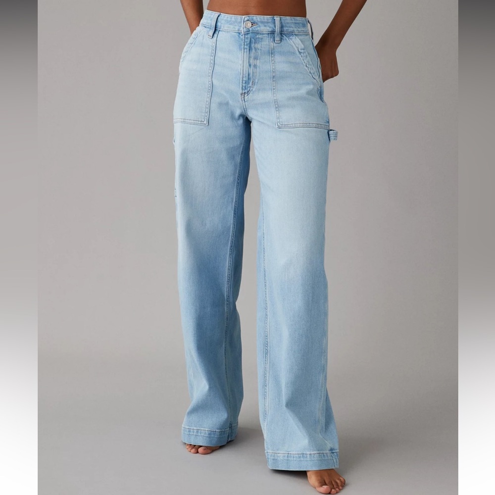 AE Dreamy Drape Stretch Super High-Waisted Baggy Wide-Leg Jean